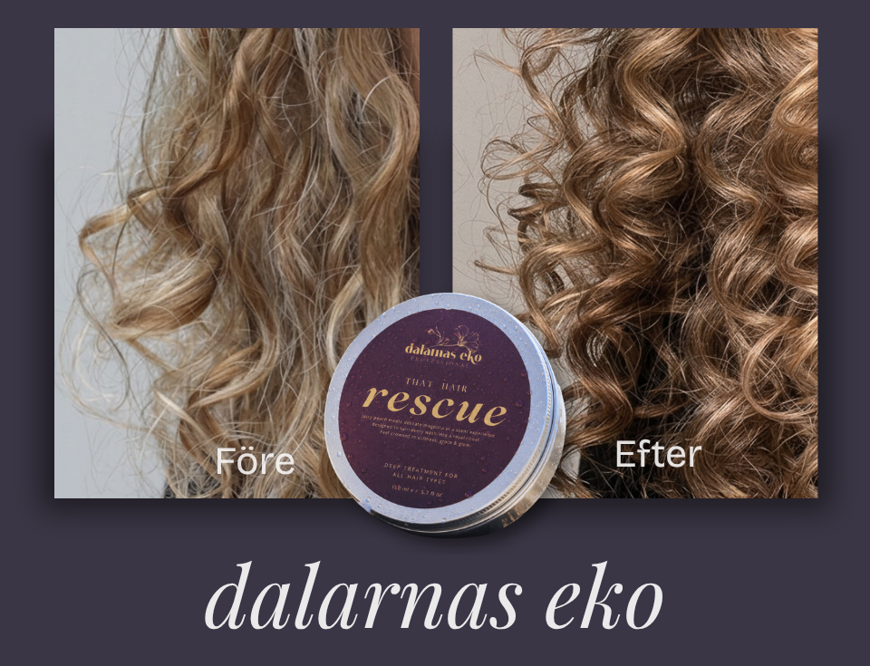 Före och efter Hair Rescue — mörkt torrt hår som fått tillbaka lystern